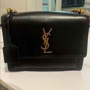 Yves Saint Laurent Black and Gold Sunset Shoulder Bag